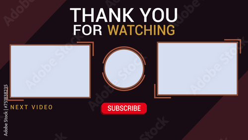 end screen  purple and brown and gold color palette  red subscribe button  2 video s  1 channel