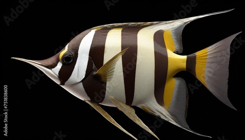 longfin bannerfish isolated on transparent background side view heniochus acuminatus fish cutout icon with copy space photo