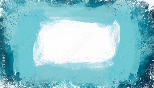 blue background with abstract texture grunge color splash on borders with white center design in pastel colors
