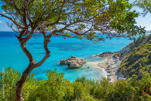 Beautiful Xigia beach on Zakynthos island, Ionian sea, Greece