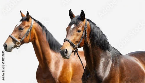 brown horse collection portrait standing animal bundle isolated on a white background as transparent png