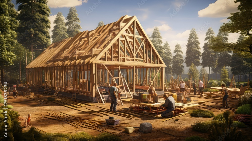 cozy wooden house building