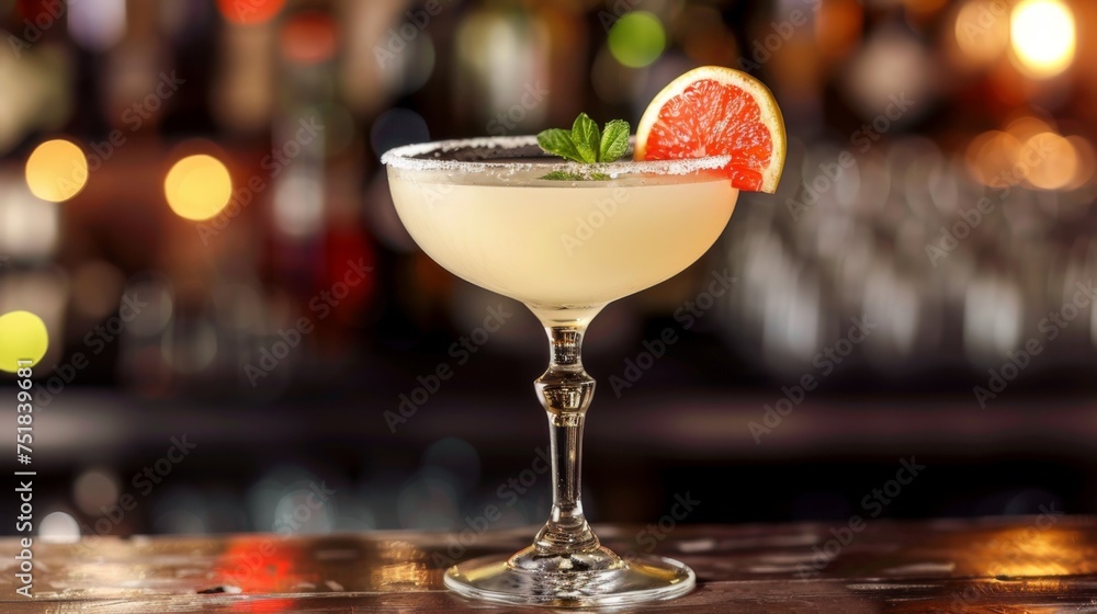 Daiquiri cocktail on bar background. Glass of alcoholic drink Daiquiri cocktail on bar background. Glass of alcoholic drink