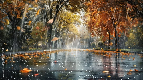 wet autumn rain