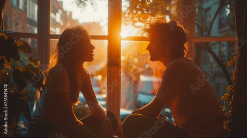 Two People Sitting in Front of a Window © ArtCookStudio