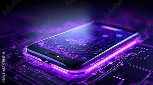 cybersecurity technology violet background