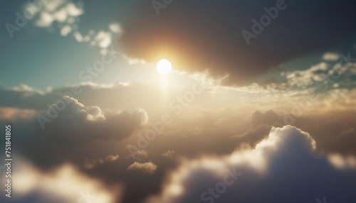 the sun with flare on the sky with cloud