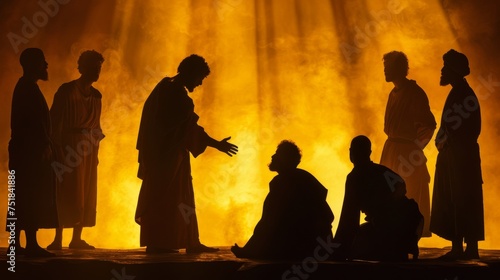 Silhouette of David being anointed by Samuel among his brothers