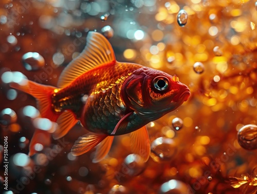 Goldfish underwater,. Generative AI.