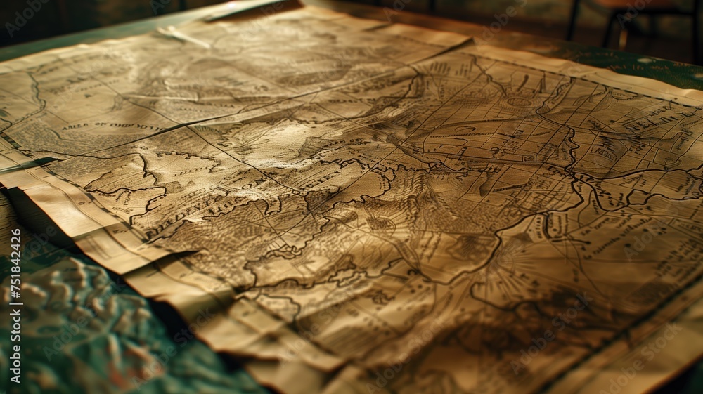 Obraz premium Vintage Map of Historical Geographic Terrain