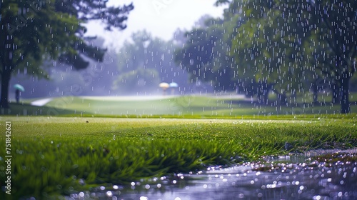 weather rain golf course photo