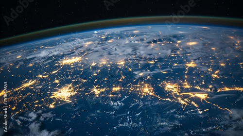 Earth Illuminated at Night From Space