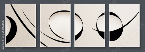 Modern Neutral Abstract Printable Wall Art Set of 4 Simple Line Print Beige Minimalist Wall Art Contemporary Home Decor Modern Wall Art