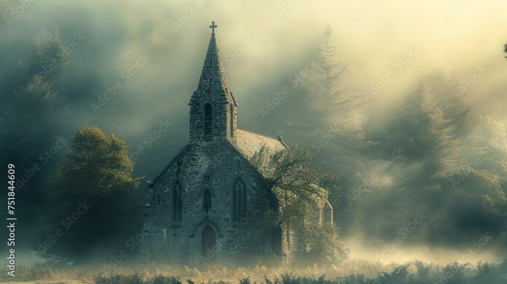 Fototapeta premium Church Standing in Field