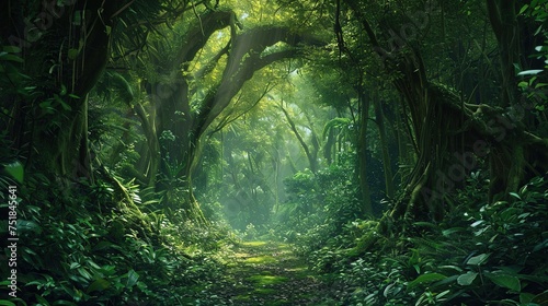 3 d rendered illustration of beautiful forest © therealnodeshaper