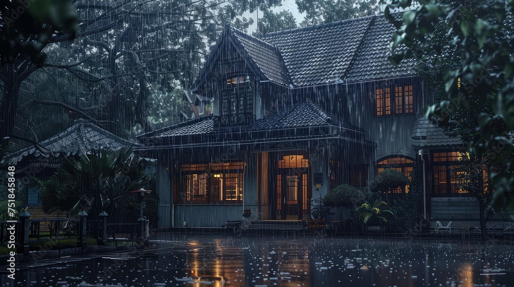 wet raining on house