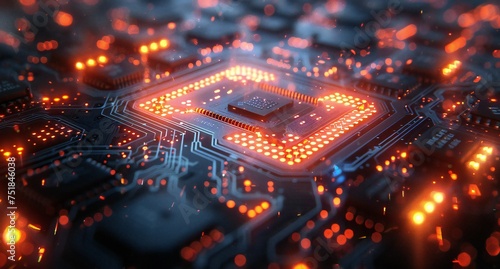 abstract futuristic technology background - glowing neon circuit board. high - tech circuit board with high - tech texture.