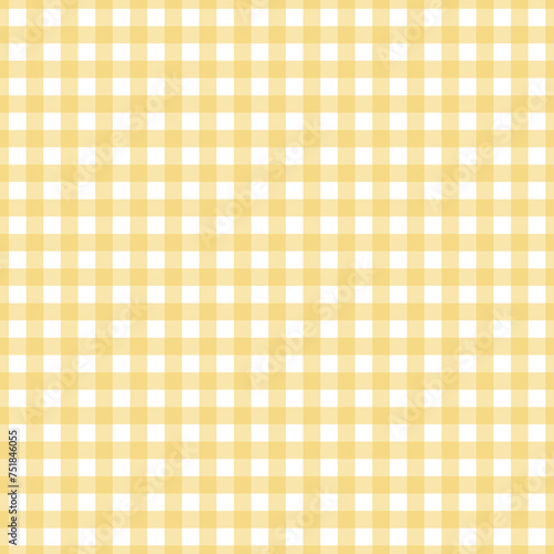 Gingham pattern seamless Plaid repeat in yellow. Design for print, tartan, gift wrap, textiles, checkered background for tablecloth