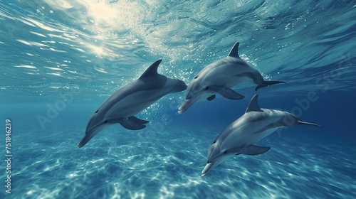 Graceful Dolphins Leaping Through Sunlit Waters at Sunset