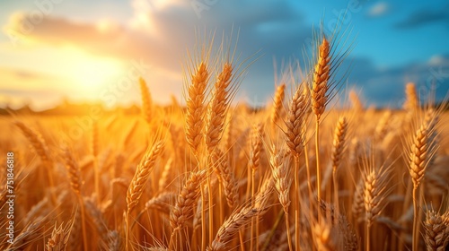 wheat field in golden sunlight  in the style of light orange and azure