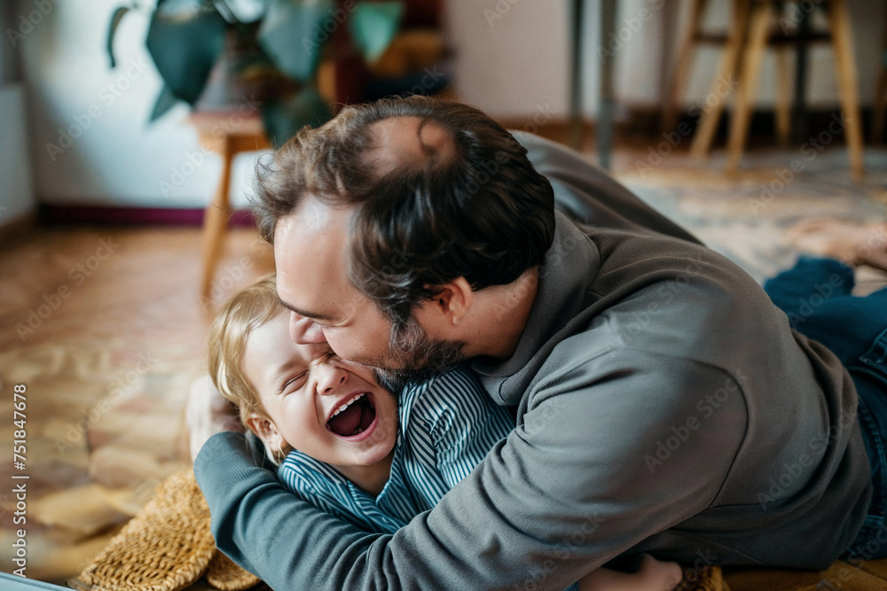 Candid capture of a father and young daughter enjoying playful moments on the floor, embodying laughter, simple life joys, and gratitude.
Candid capture of a father and young daughter enjoying playful moments on the floor, embodying laughter, simple life joys, and gratitude.