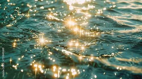 Sparkling water surface texture with sunlight reflections