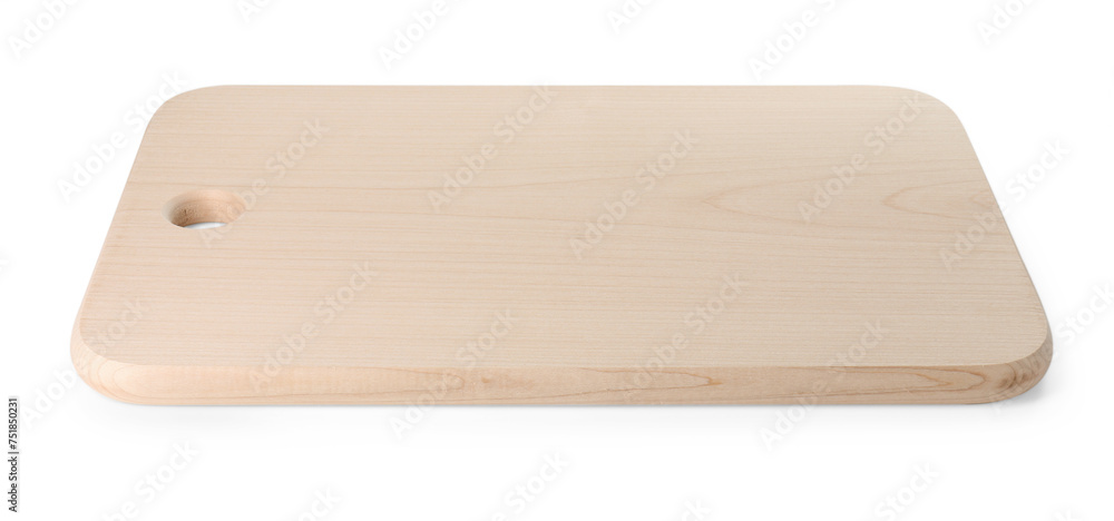 One wooden cutting board on white background One wooden cutting board on white background