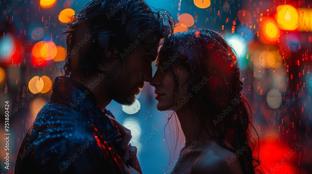 Man and Woman Standing in the Rain Man and Woman Standing in the Rain