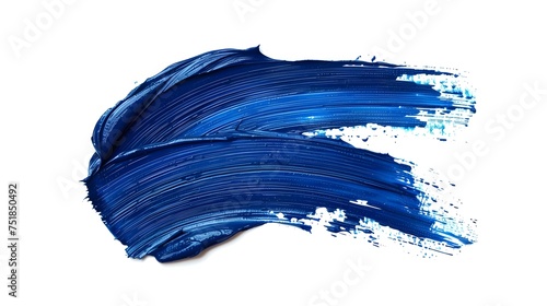 Blue paint brush stroke smear color texture swatch background lipstick white smudge isolated. Brush makeup navy paint cosmetic design blue interior abstract dark brushstroke line classic pattern swipe