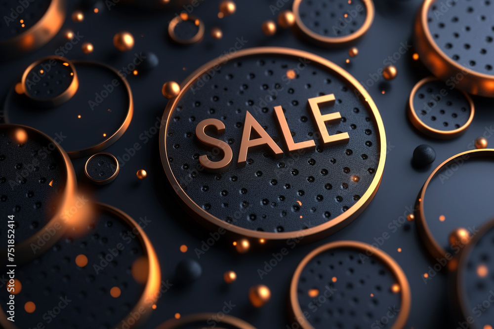 Fototapeta premium Text sale for banner, copy space, background, greeting card, poster, super gold big promo coupon discount, present gift, price, marketing.