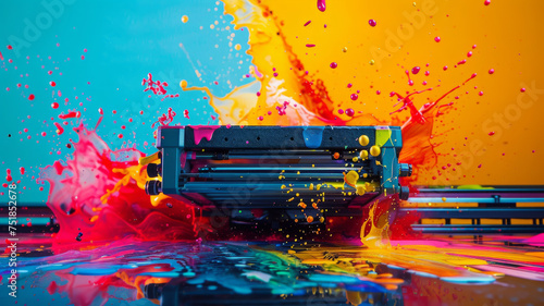 A vibrant multicolored ink splashing.