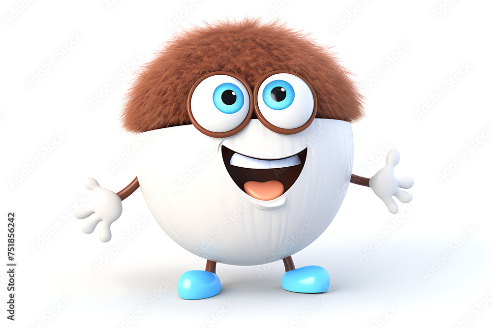  Coconut Mascot exuding a cheerful and welcoming vibe