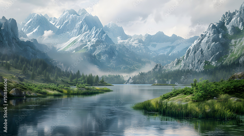 Mountain Lake Surrounded by Trees Mountain Lake Surrounded by Trees