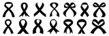 Cancer ribbon silhouettes set, large pack of vector silhouette design, isolated white background