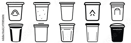 Garbage trashcan silhouettes set, large pack of vector silhouette design, isolated white background