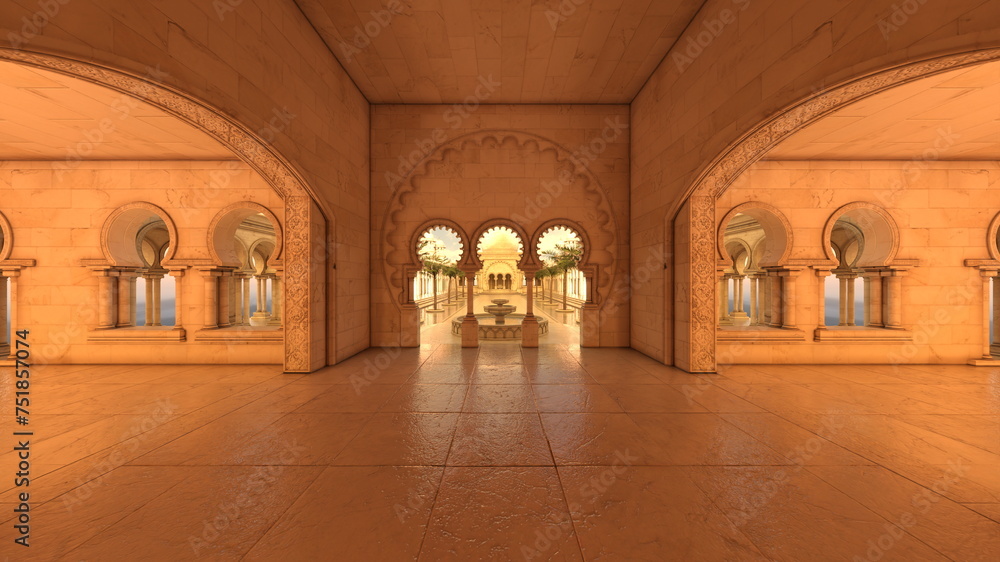 宮殿の中庭　3DCGレンダリング