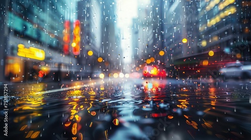 traffic rain city road