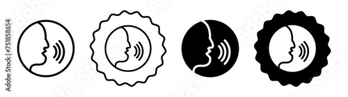 Pronunciation set in black and white color. Pronunciation simple flat icon vector photo