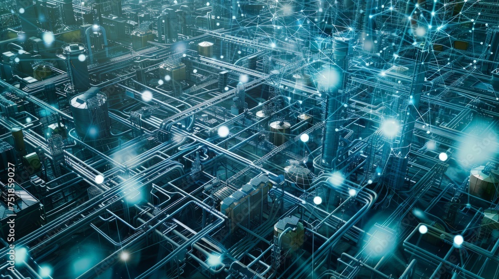 Obraz premium Industrial technology concept. Communication network.