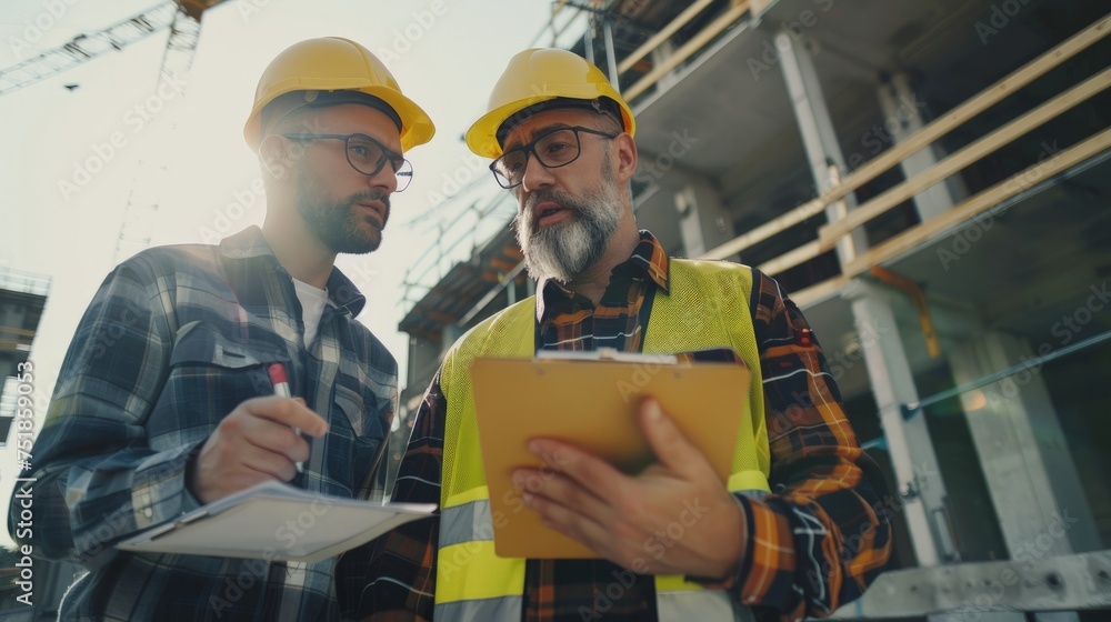 custom made wallpaper toronto digitalMale Architect Giving Instructions To His Foreman On Clipboard Working At Construction Site
