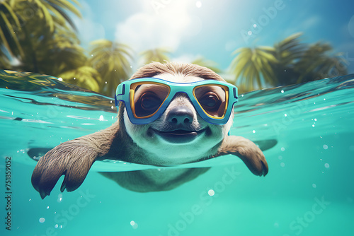 Sunny Day Swim: A Sloth’s Leisure Dive