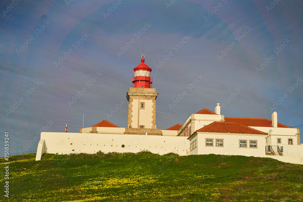 Lighthouse on the westernmost cape of the Eurasian continent Cabo da Roca, Portugal. High quality photo
