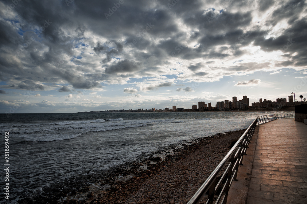  seaside landscape in the spanish city of alicante without people