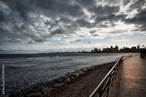  seaside landscape in the spanish city of alicante without people