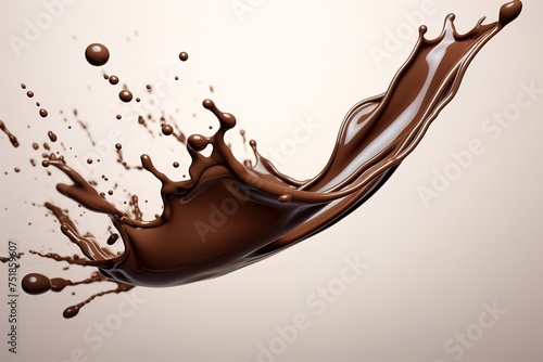 splash of brownish hot coffee or chocolate isolated on light background