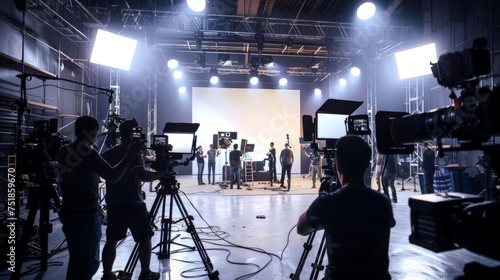 Video or film production studio used in shooting videography or photography and photo sets.