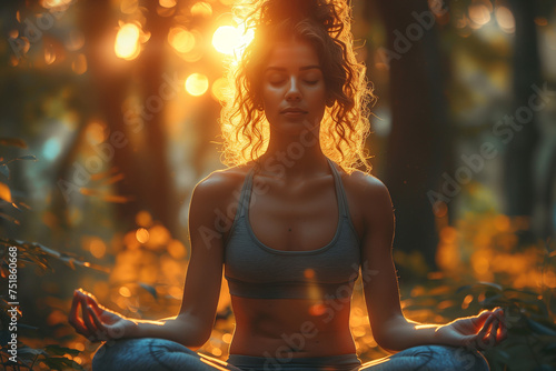 woman meditating in yoga pose