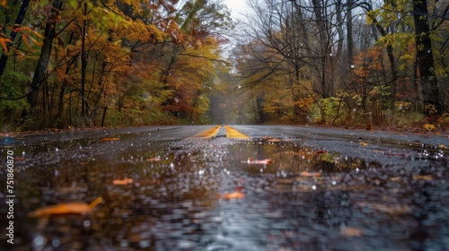 storm rain fall road