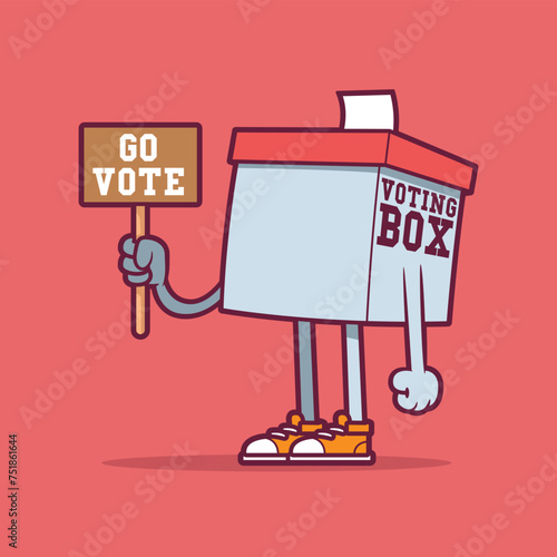 Voting Box character asking people to vote vector illustration. Election, rights design concept.