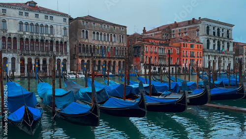 Medieval houses  narrow canals  bridges  gondolas in Venice  Italy  February 10  2024. High quality 4k footage